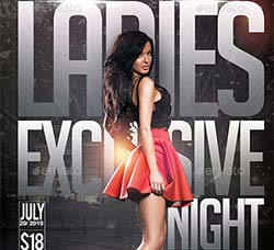 周末女性派对传单模板：Flyer Ladies Exclusive Weekend Night Party